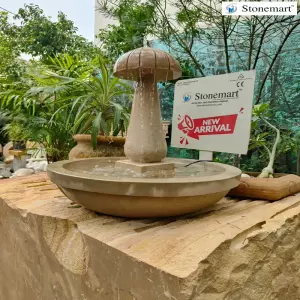 20 Inch Hand Carved Stone Mushroom Fountain