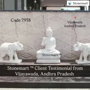Client Testimonial Of 36 Inch Marble Buddha Statue With Pair Of 24 Inch Marble Elephant From Vijayawada, Andhra Pradesh