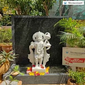 39 Inch Granite Waterfall With 2 Feet Lord Hanuman Marble Statue