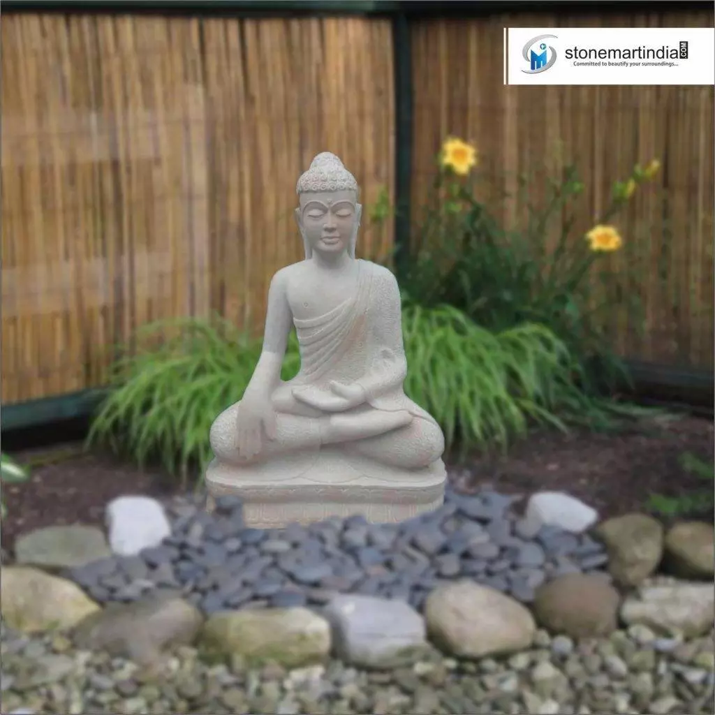 Sold White Bhumisparsa Mudra Buddha Statue - stonemartindia.com