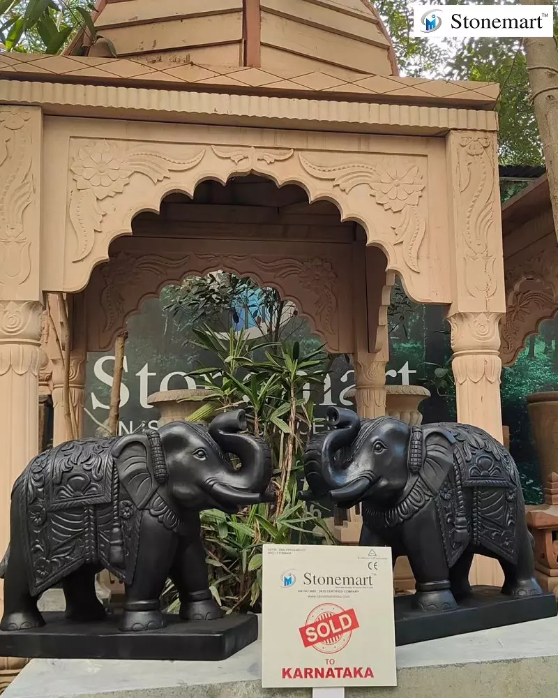 Elephant Statue In Black Marble