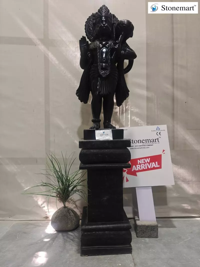 Black Hanuman Statue With Stand