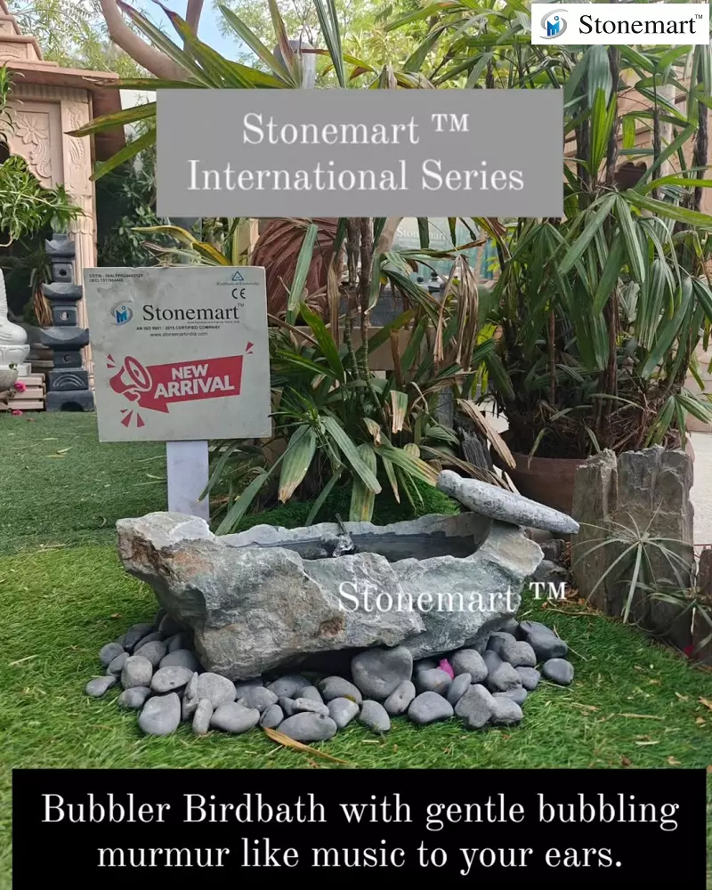 Rock Bird Bath Bubbler Fountain For Balcony Decor