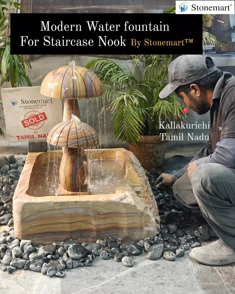 Stone Mushroom Water Fountain For Balcony